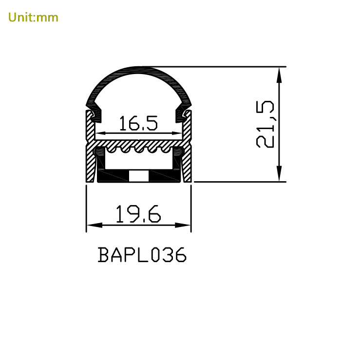 HL-BAPL036 Height 21mm Ceiling Recessed Extruded Aluminum Channel Profile Good heatsink For Width 16mm LED ribbon lights HL-BAPL036 Height 21mm Ceiling Recessed Extruded Aluminum Channel Profile Good heatsink For Width 16mm LED ribbon lights
